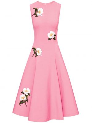 Koktel haljina s cvjetnim printom Oscar De La Renta ružičasta