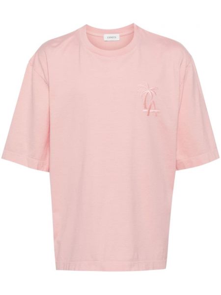 Βαμβακερή μπλούζα με κέντημα Laneus ροζ