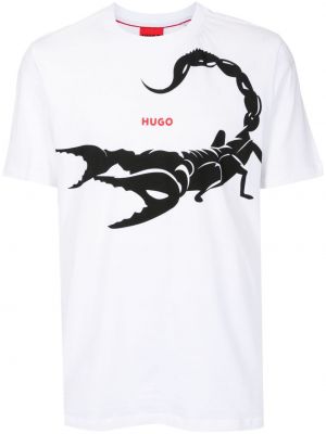 T-shirt con stampa Hugo bianco