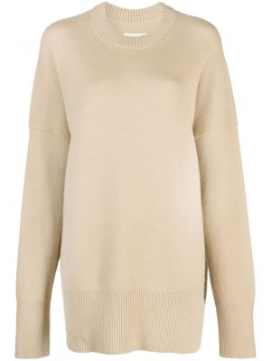 Sweter wełniany z okrągłym dekoltem Lauren Manoogian beżowy