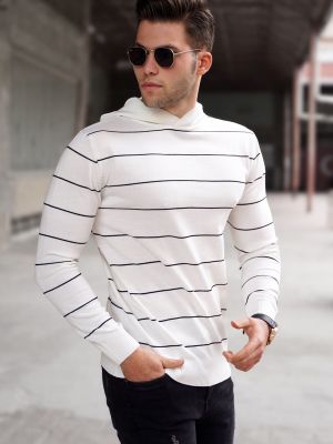 Пуловер с качулка Madmext бяло