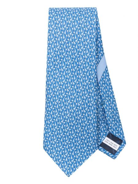 Žakárová hedvábná kravata Ferragamo modrá