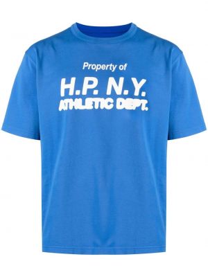 Памучна тениска с принт Heron Preston синьо