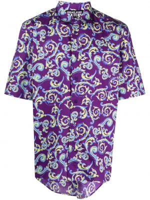Košeľa s potlačou Versace fialová