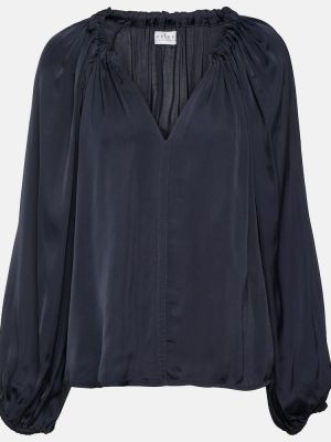 Кадифена сатенена блуза Velvet сиво