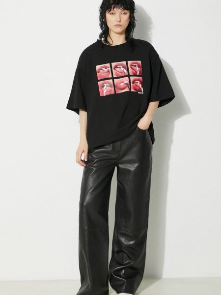 Βαμβακερή μπλούζα με σχέδιο Fiorucci μαύρο