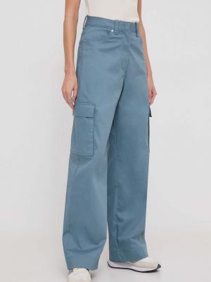 Spodnie cargo z wysoką talią Calvin Klein Jeans niebieskie