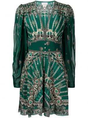 Svilena haljina s printom Camilla zelena