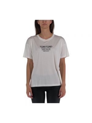 Jedwabna koszulka z dżerseju Tom Ford biała
