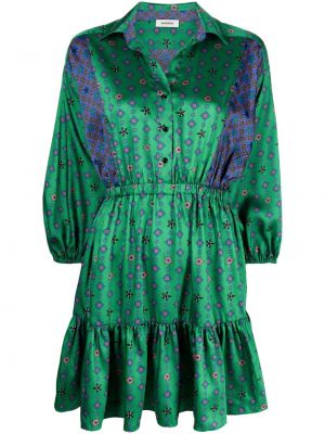 Hviezdne saténové šaty s potlačou Sandro zelená