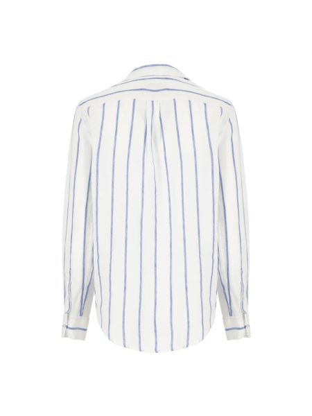 Koszula w paski na guziki z długim rękawem Polo Ralph Lauren biała