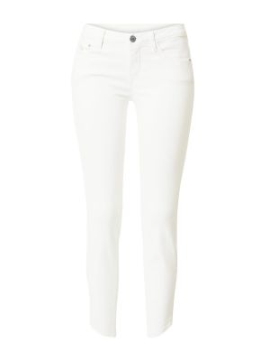 Bavlnené skinny fit džínsy s vysokým pásom na zips Dawn - biela
