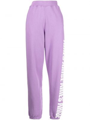 Pantaloni din bumbac cu imagine Aries violet