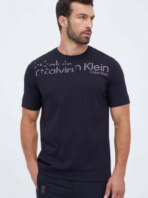 Тениска с дълъг ръкав с принт Calvin Klein Performance черно