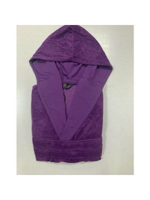 Халат удлиненный, длинный рукав, капюшон, пояс, 44 фиолетовый