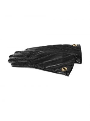 Rękawiczki skórzane Gucci czarne