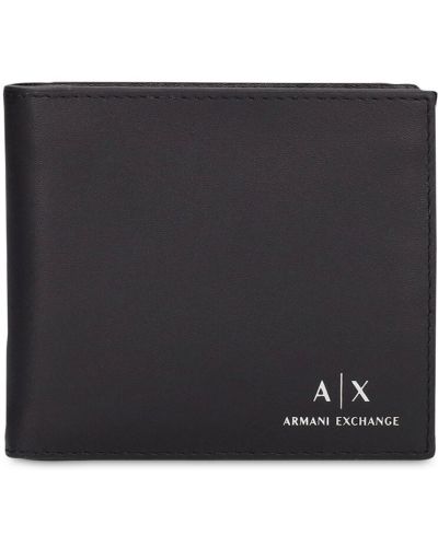 Bőr pénztárca nyomtatás Armani Exchange fekete