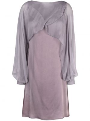 Satenska obleka z draperijo Alberta Ferretti vijolična