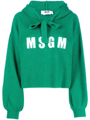 Плетен суичър с качулка Msgm зелено