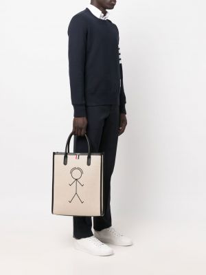 Leinen shopper handtasche mit print Thom Browne
