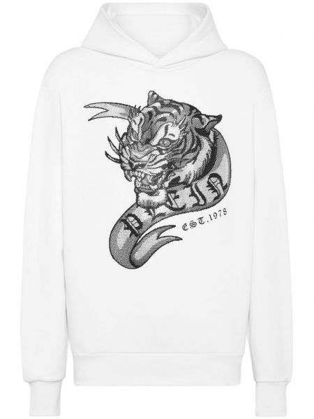 Dugi sweatshirt s kristalima Philipp Plein bijela
