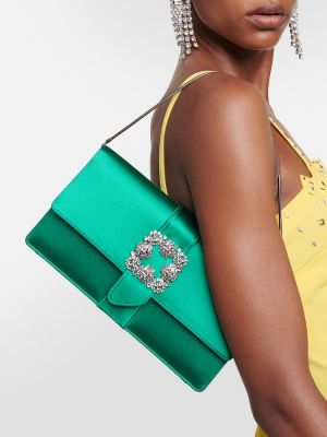 Сатенени чанта тип „портмоне“ Manolo Blahnik зелено