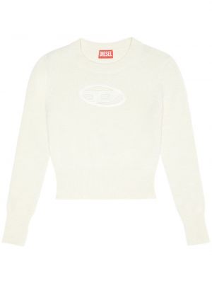 Vlnený sveter s výšivkou Diesel biela