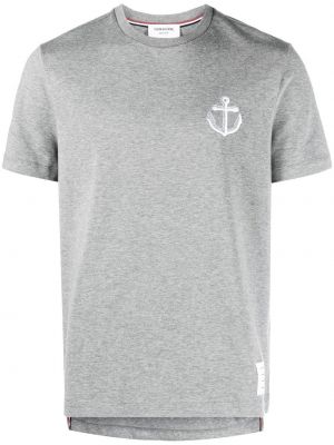Βαμβακερή μπλούζα με κέντημα Thom Browne γκρι