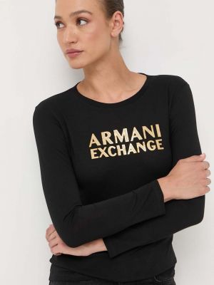 Longsleeve bawełniana z nadrukiem z długim rękawem Armani Exchange czarna