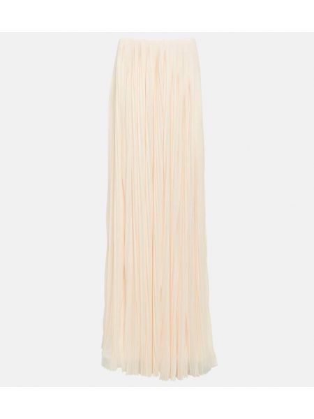 Plisovaná dlhá sukňa Saint Laurent biela