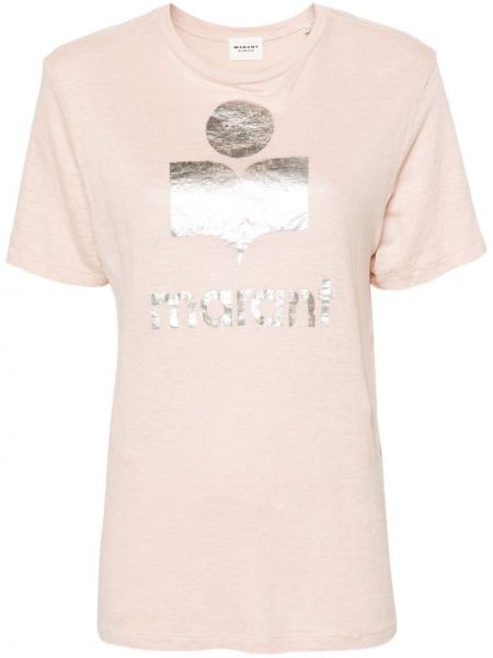 Lniana koszulka Marant Etoile różowa