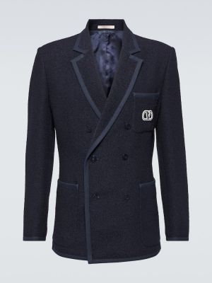 Blazer en laine en tweed Valentino bleu