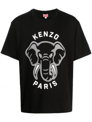 T-shirt en coton à imprimé Kenzo noir