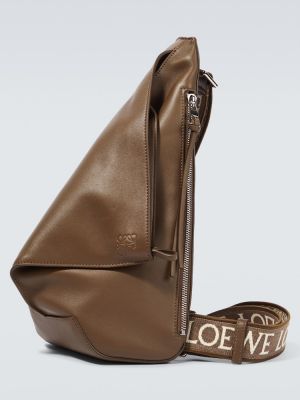 Δερμάτινη τσάντα χιαστί Loewe καφέ