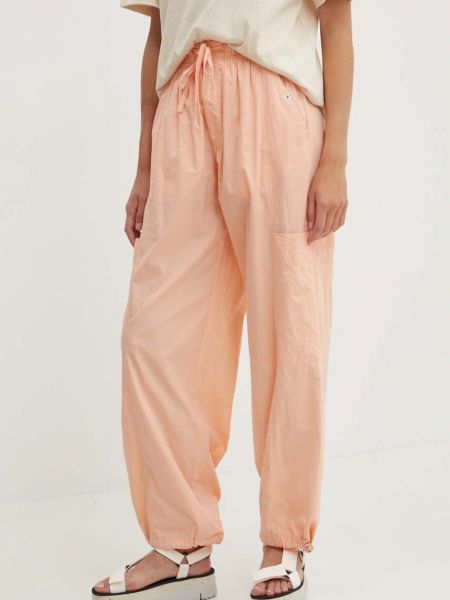 Pamučne hlače od tkanine visoki struk Rip Curl narančasta