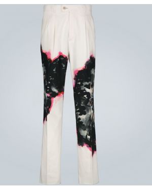 Pantaloni clasici cu model floral Alexander Mcqueen