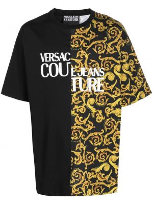 Дънкова риза с принт Versace Jeans Couture черно