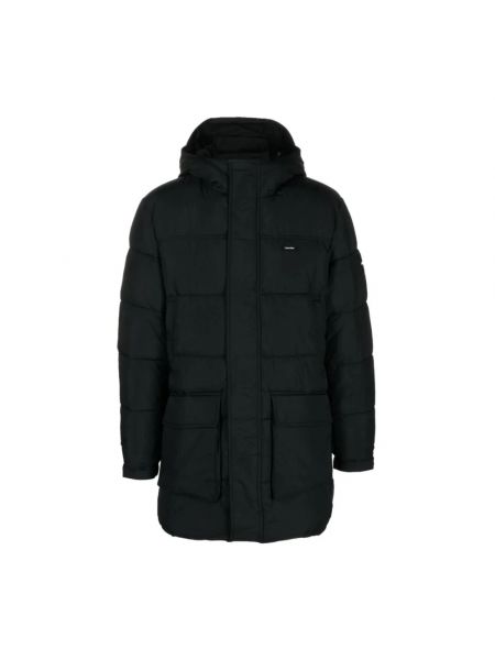 Pikowana kurtka puchowa z kapturem na zamek Calvin Klein czarna