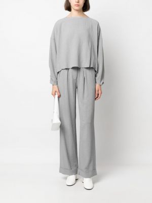 Plisované rovné kalhoty Emporio Armani šedé