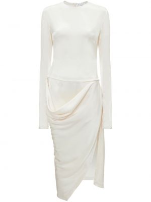Асиметрична миди рокля с драперии Jw Anderson бяло