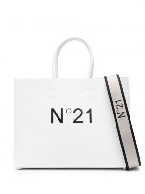 Leder shopper handtasche mit print N°21