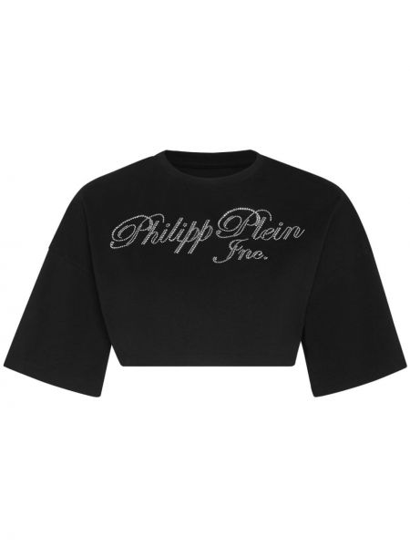 Majica s potiskom s kristali Philipp Plein črna