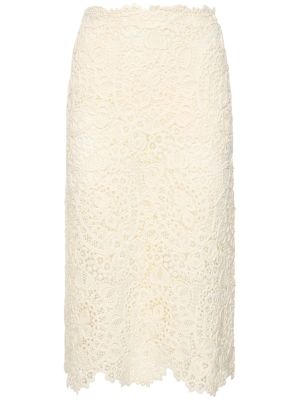 Čipkovaná midi sukňa s vysokým pásom Ermanno Scervino biela