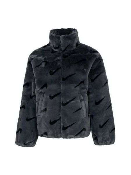 Куртка с мехом с принтом Nike серая