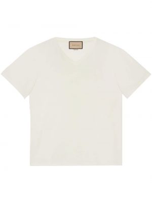 T-shirt mit stickerei Gucci weiß
