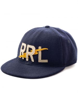 Veltinio kepurė su snapeliu su aplikacija Ralph Lauren Rrl mėlyna