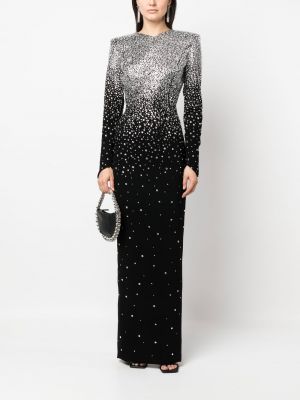 Sukienka wieczorowa z otwartymi plecami z kryształkami Jean-louis Sabaji czarna