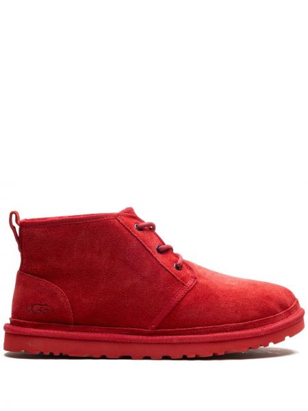 Nėriniuotos zomšinės auliniai batai su raišteliais Ugg raudona