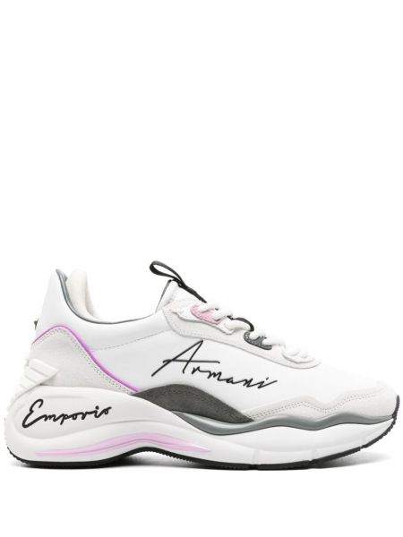 Δερμάτινα sneakers chunky Emporio Armani λευκό