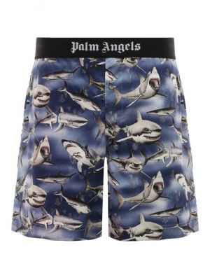 Хлопковые шорты Palm Angels голубые